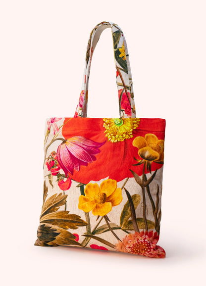 Powder Velvet Tote Fine Flowers In Cream