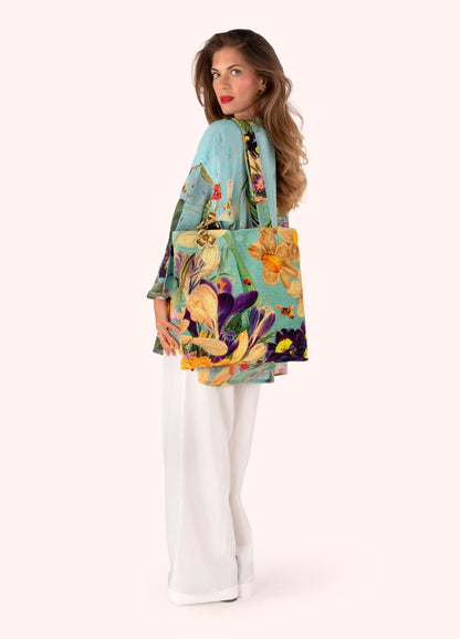 Powder Velvet Tote Spring Flora