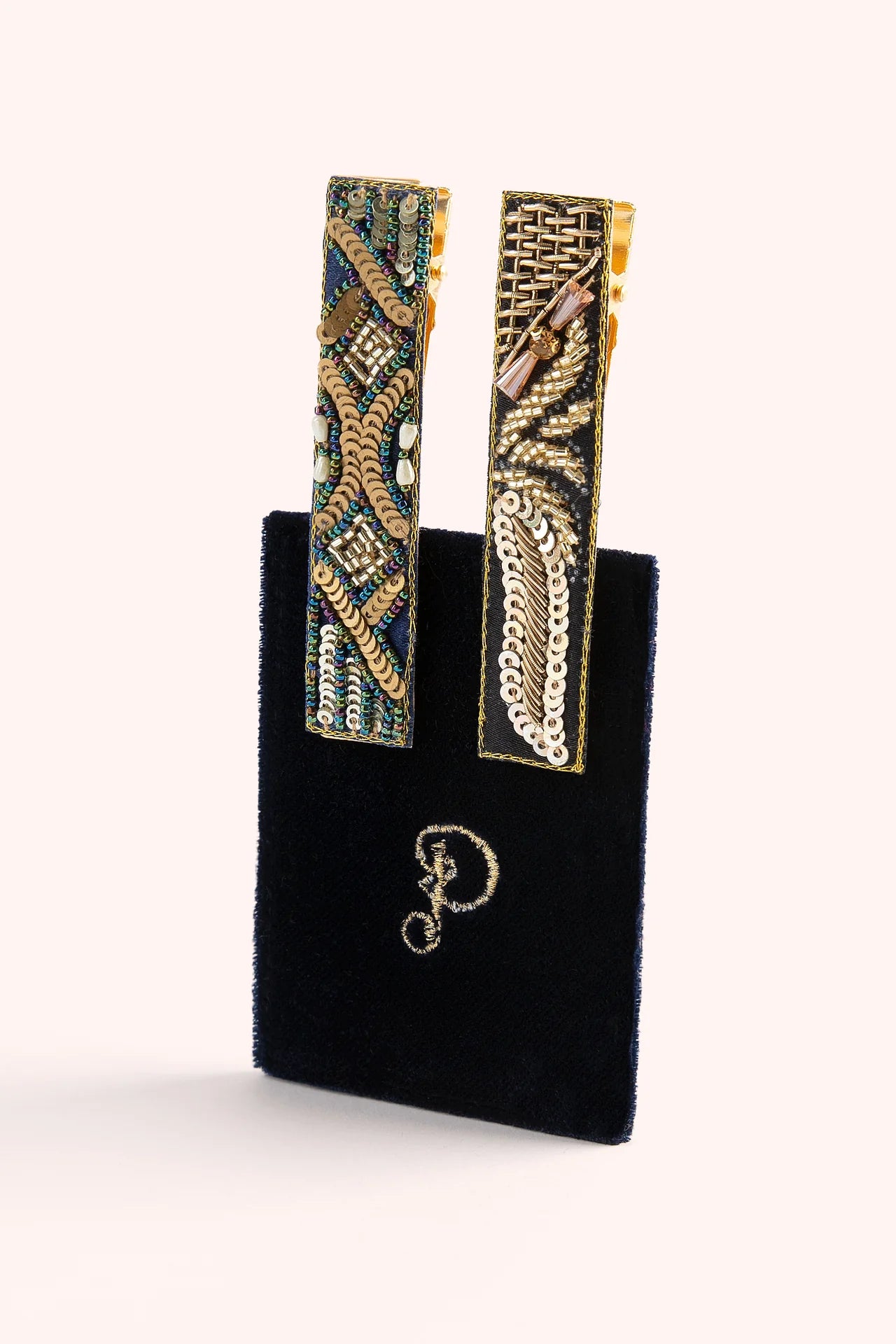 Powder Hairclips Midnight 1920's Sparkle Navy