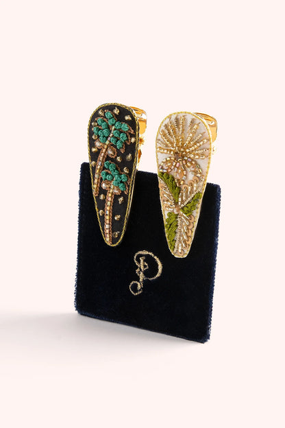 Powder Hairclips Midnight Trees Champagne Flower