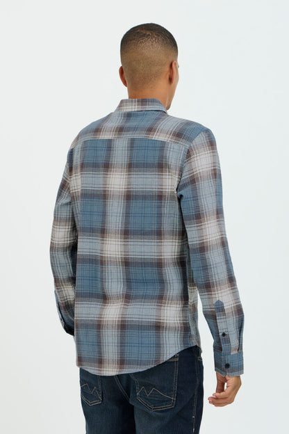 Blend Long Sleeved Checked Shirt Provincial Blue