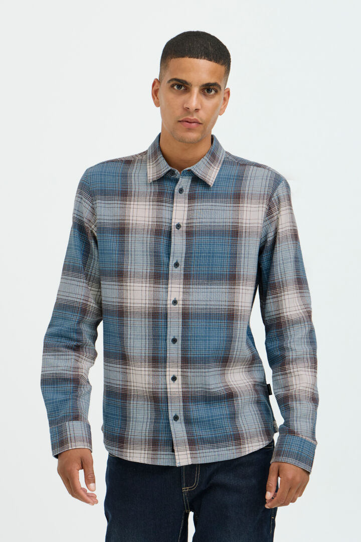 Blend Clothing Blend Long Sleeved Checked Shirt Provincial Blue Long Sleeved Stylish Checked Shirt by Blend