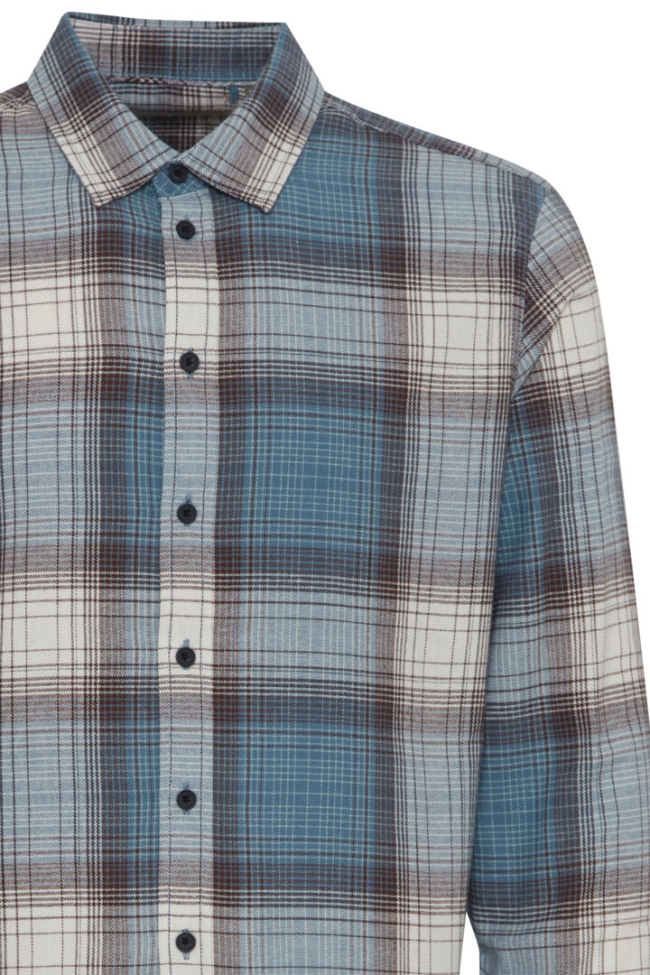 Blend Long Sleeved Checked Shirt Provincial Blue