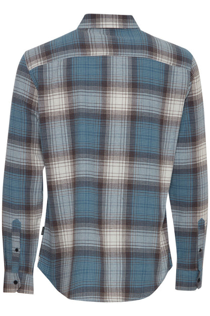 Blend Long Sleeved Checked Shirt Provincial Blue