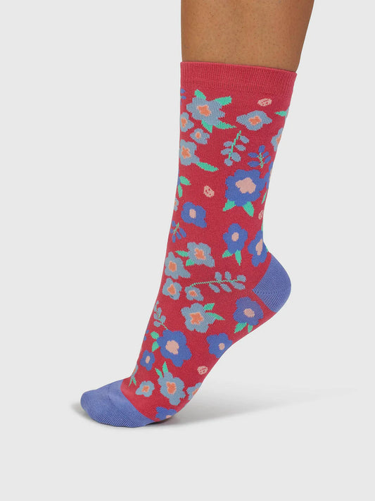 Thought Socks Womens Socks Thought Mapel Floral Bamboo Socks Radish Pink Bamboo Socks Cotton Socks Funky Socks. Super soft, breathable