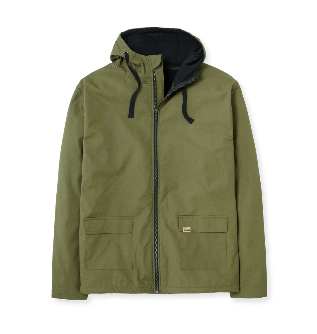 Rapanui Men's Fleece Lined Raincoat Khaki. Water resistant with PFC-Free coating made from Durable organic cotton canvas outer that's Fully lined with organic cotton fleece. Certified Organic Cotton Canvas Full Zip Jacket with PFC-free water resistant coating that's Hand wash only with Adjustable hood Colour: Khaki Material: Certified Organic Cotton t-shirt, 210g/m2