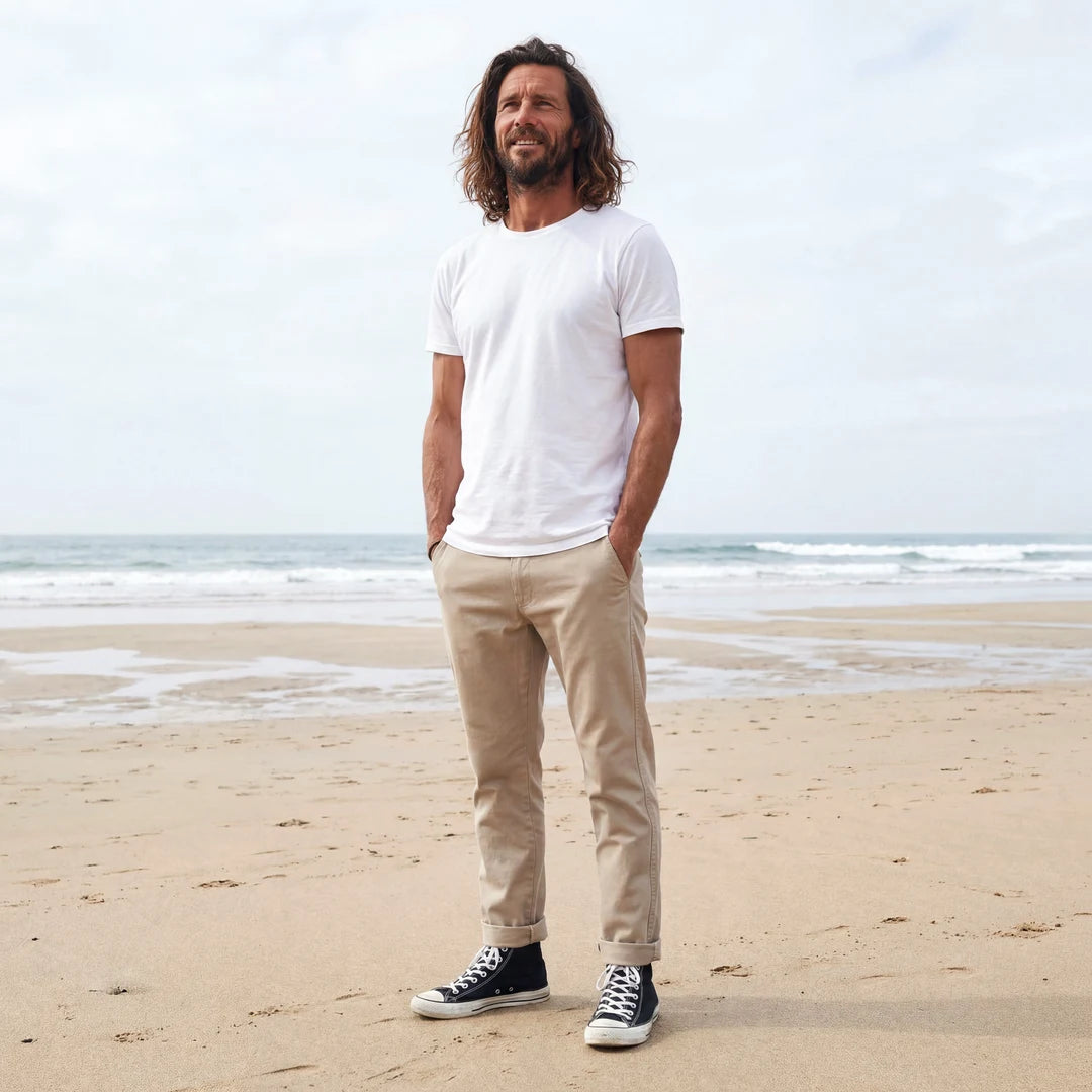 Rapanui Men's Organic Cotton Straight Leg Trousers Driftwood