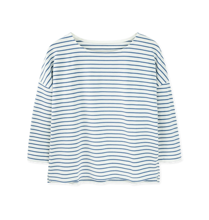 Rapanui Striped Boat Neck Top Solent Stripes. Womens Boat neck striped top Made in a renewable energy powered factory audited for a wide range of social and sustainability criteria Not tested on animals Wash cool, hang dry Colour: Solent Stripes Material: Certified Organic Cotton Stripe T-shirt, 230g/m2 
