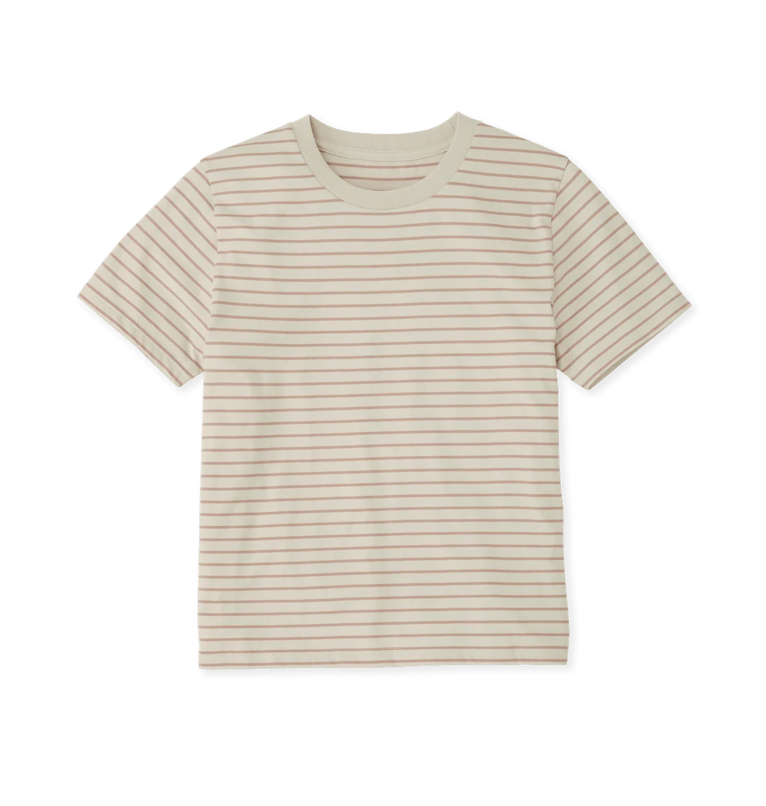 Rapanui Women's Organic Cotton Striped T-Shirt Taupe Stripes