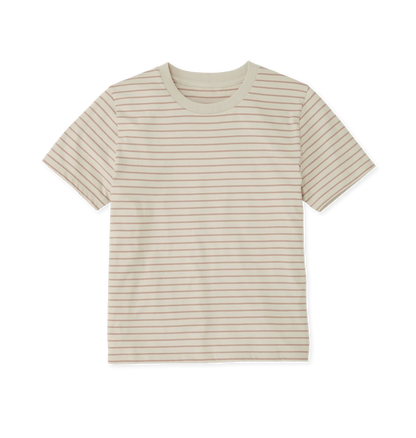 Rapanui Women's Organic Cotton Striped T-Shirt Taupe Stripes