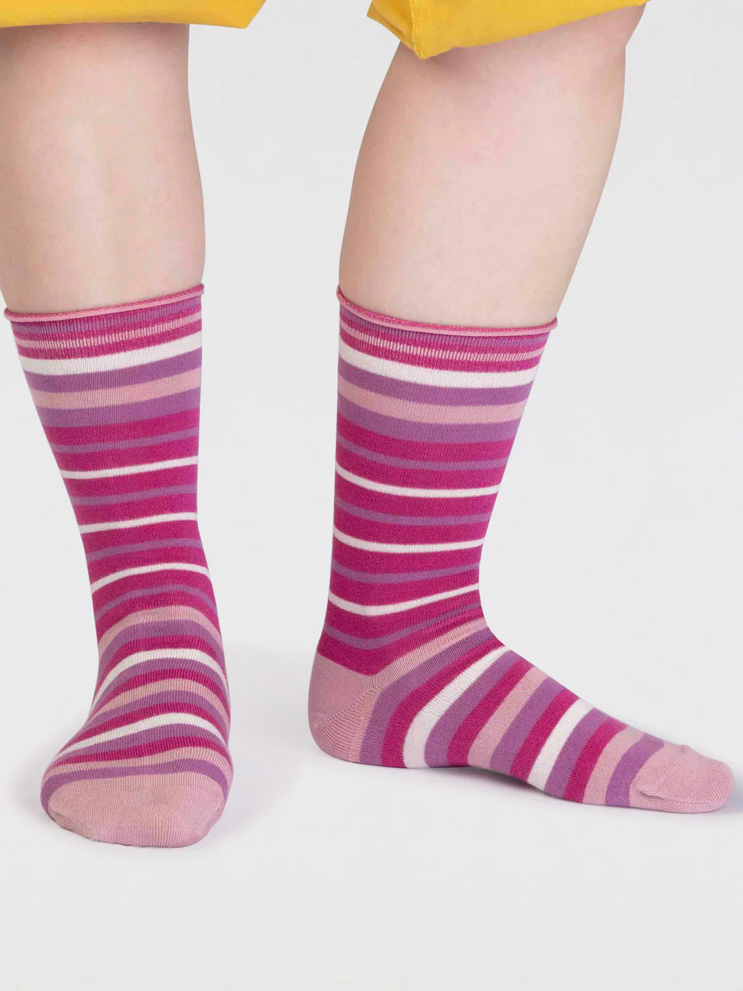 Thought Lucia Bamboo Stripe Socks Raspberry Pink
