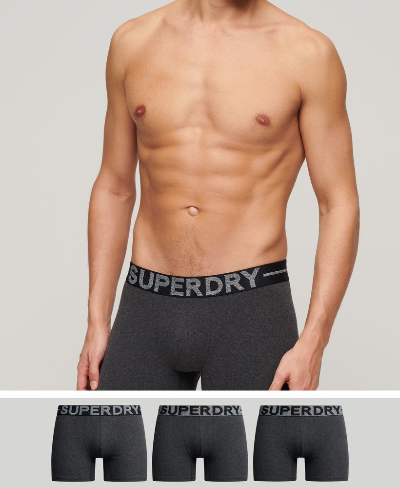 Superdry Organic Cotton Classic Boxer Triple Pack Raven Black Marl