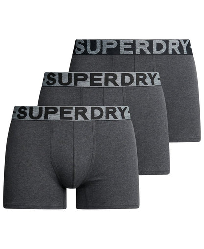 Superdry Organic Cotton Classic Boxer Triple Pack Raven Black Marl