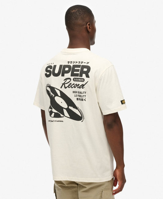 Superdry Record Label Oversized Tee Cream