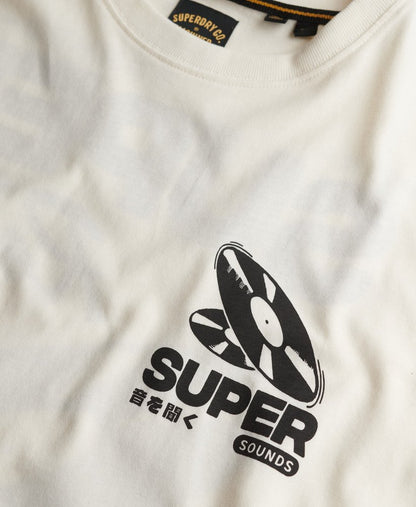 Superdry Record Label Oversized Tee Cream