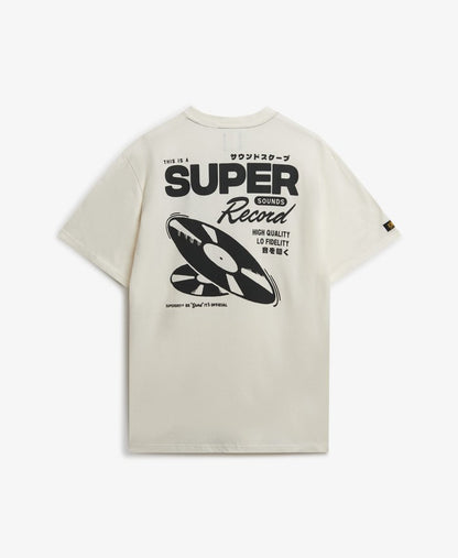 Superdry Record Label Oversized Tee Cream