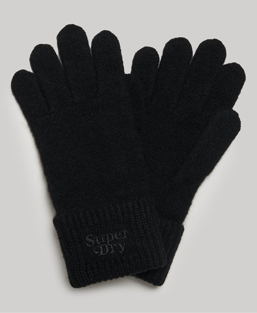 Superdry Ribbed Knitted Gloves Black