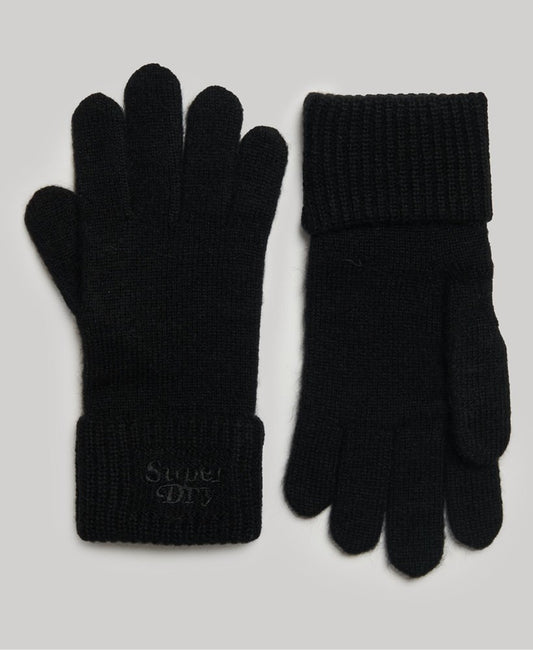 Superdry Gloves Superdry Clothing Superdry Ribbed Knitted Gloves Black