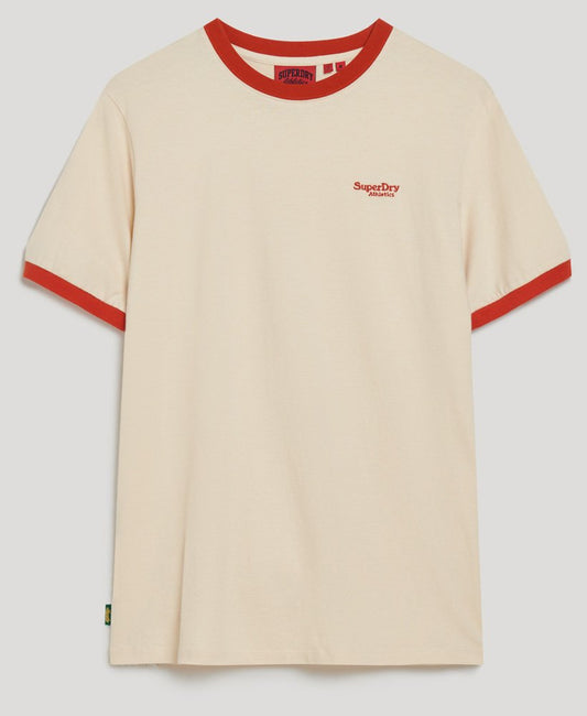 Superdry Essential Logo Ringer T-Shirt Oatmeal/Denim Co Rust Superdry Clothing Mens Tshirt