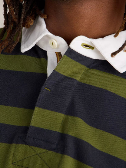 White Stuff LS Stripe Rugby Shirt Green