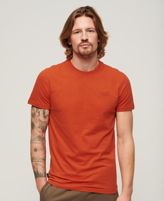 Superdry Organic Cotton Essential Logo T-Shirt Denim Co Rust Orange Superdry Clothing Mens Tshirt