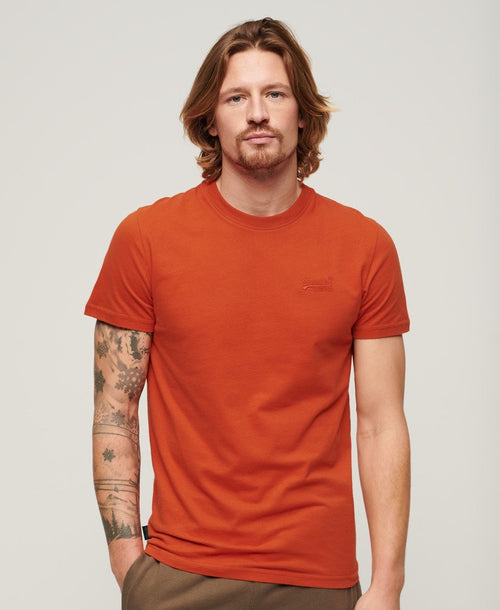 Superdry Organic Cotton Essential Logo T-Shirt Denim Co Rust Orange