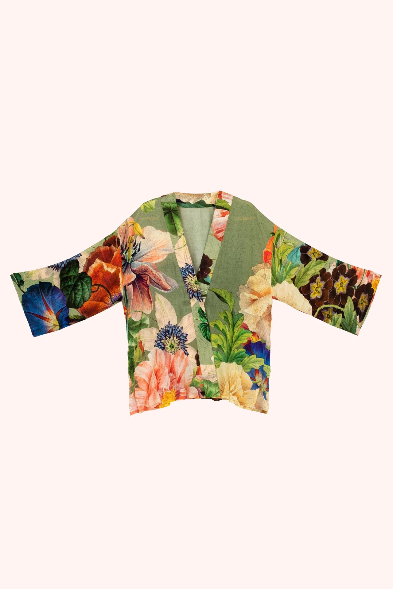 Powder Botanical Bouque Mid-length Kimono Sage