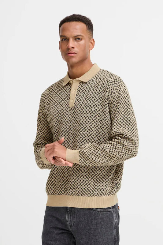 Blend Polo Knit Top Salute