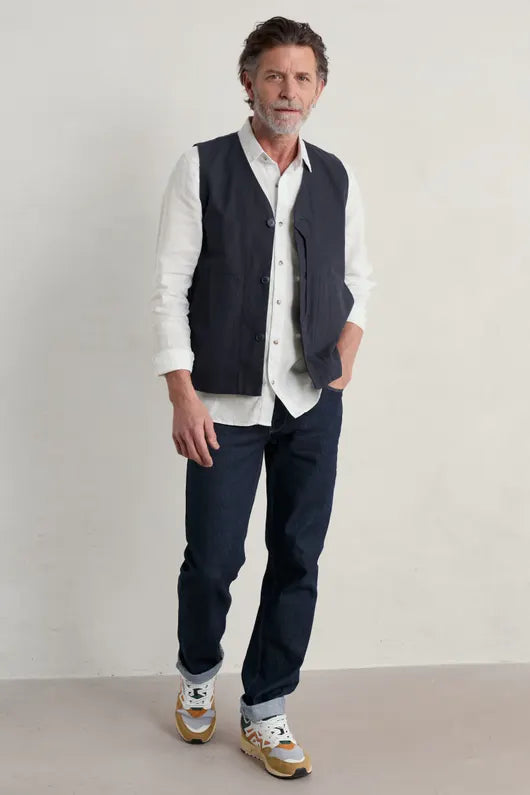 Seasalt Men's Curator Linen Shirt Salt