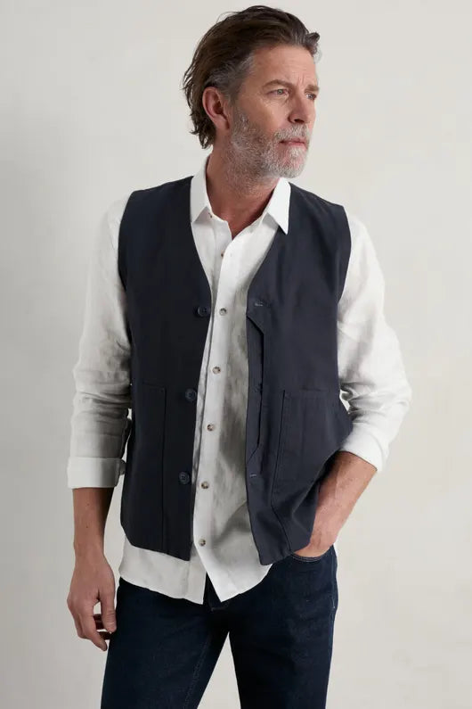 Seasalt Men's Curator Linen Shirt Salt