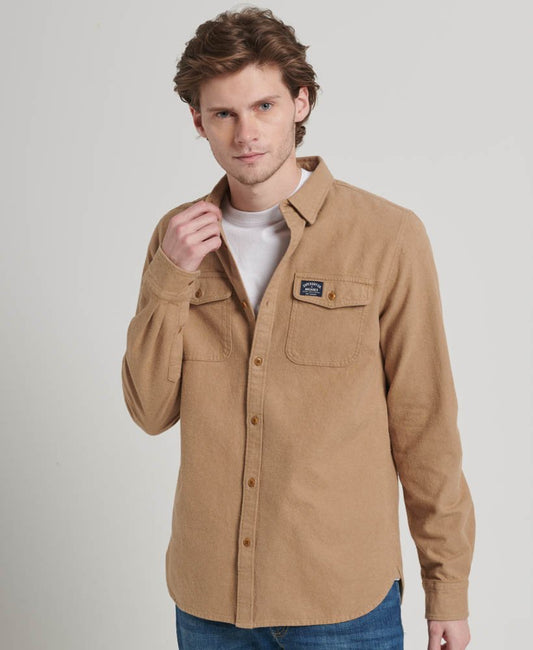 Superdry Trailsman Flannel Shirt Sandstone Brown Superdry clothing mens shirt