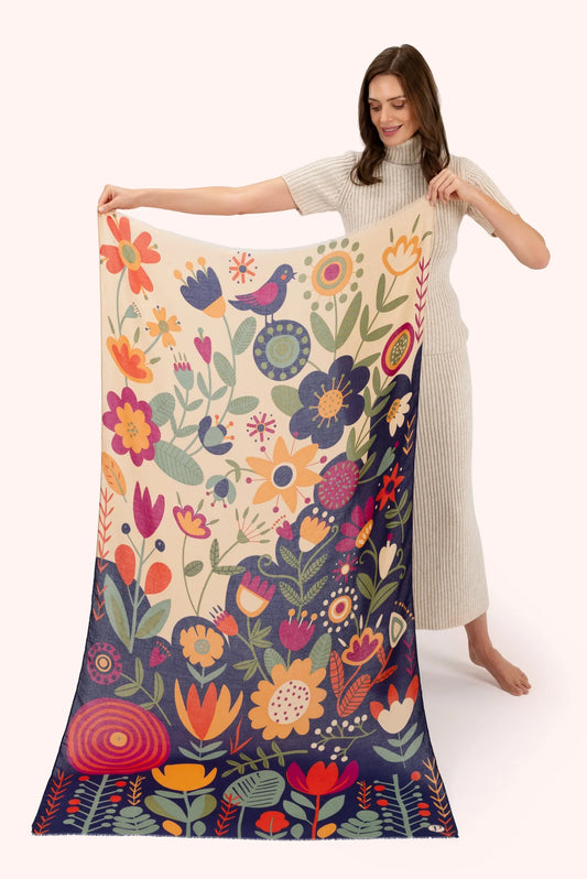 Powder Scandi Two-tone Floral Print Scarf
