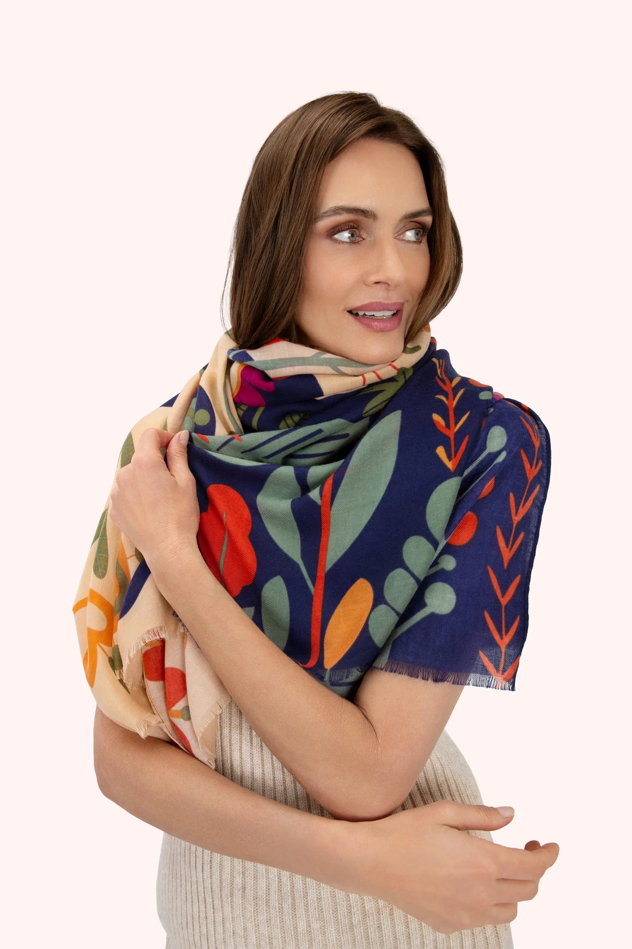 Powder Scandi Two-tone Floral Print Scarf