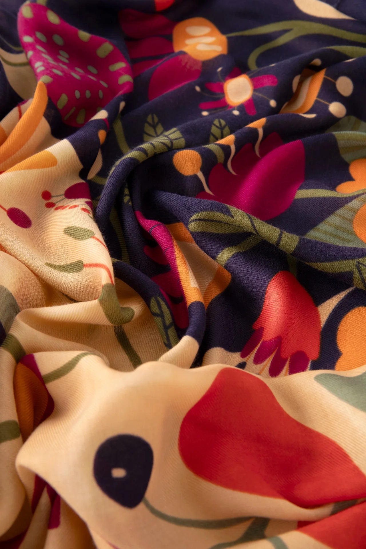 Powder Scandi Two-tone Floral Print Scarf
