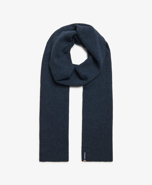 Superdry Essential Logo Knitted Scarf Richest Navy Marl superdry scarf mens scarf