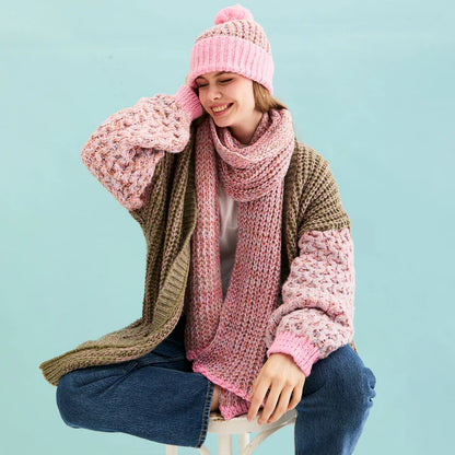 Womens scarf Cara & The Sky Florence Twist Oversized Knitted Scarf Pink Cara and the Sky clothing