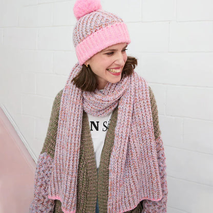 Cara & The Sky Florence Twist Oversized Knitted Scarf Pink