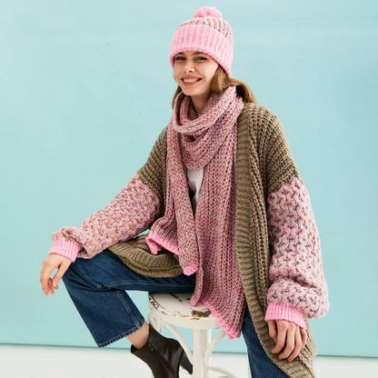 Cara & The Sky Florence Twist Oversized Knitted Scarf Pink