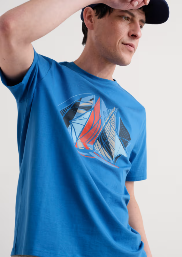 Seasalt Men's Midwatch Organic Cotton T-Shirt Sail Sketch Borage