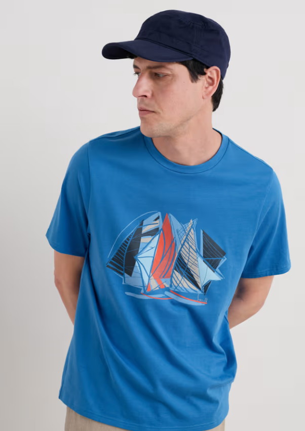 Seasalt Men's Midwatch Organic Cotton T-Shirt Sail Sketch Borage