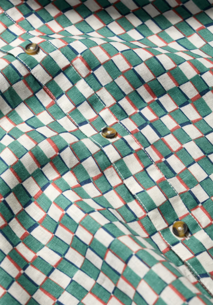 Seasalt Men's Blue Heron Short Sleeve Shirt Table Check Mineral