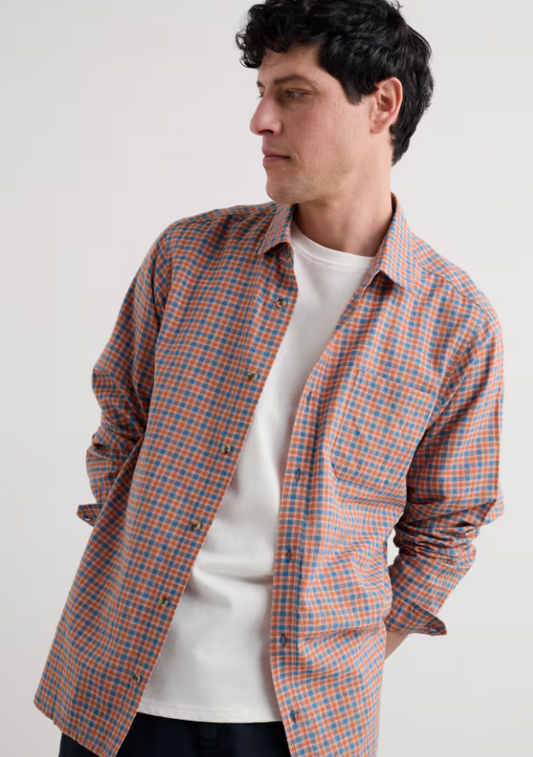 Seasalt Men's Banyan Checked Cotton Shirt Mendryn Sky