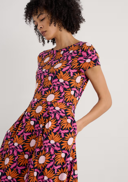 Seasalt Wild Bouquet Jersey Midi Dress Bold Sunflower Maritime