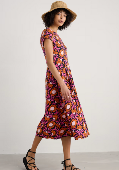 Seasalt Wild Bouquet Jersey Midi Dress Bold Sunflower Maritime