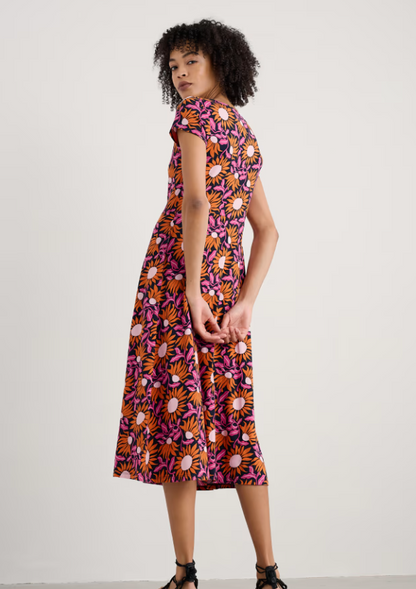 Seasalt Wild Bouquet Jersey Midi Dress Bold Sunflower Maritime