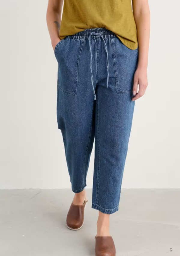 Seasalt Sholl Denim-Linen Joggers Mid Wash