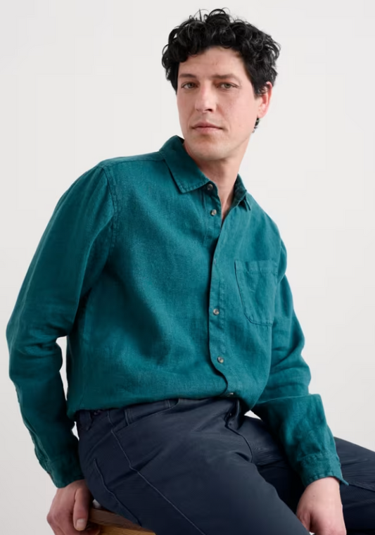 Seasalt Men's Curator Linen Shirt Kingfisher
