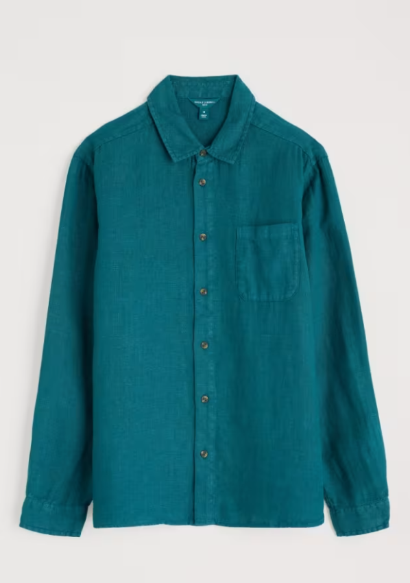 Seasalt Men's Curator Linen Shirt Kingfisher