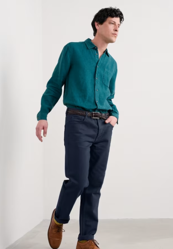 Seasalt Men's Curator Linen Shirt Kingfisher