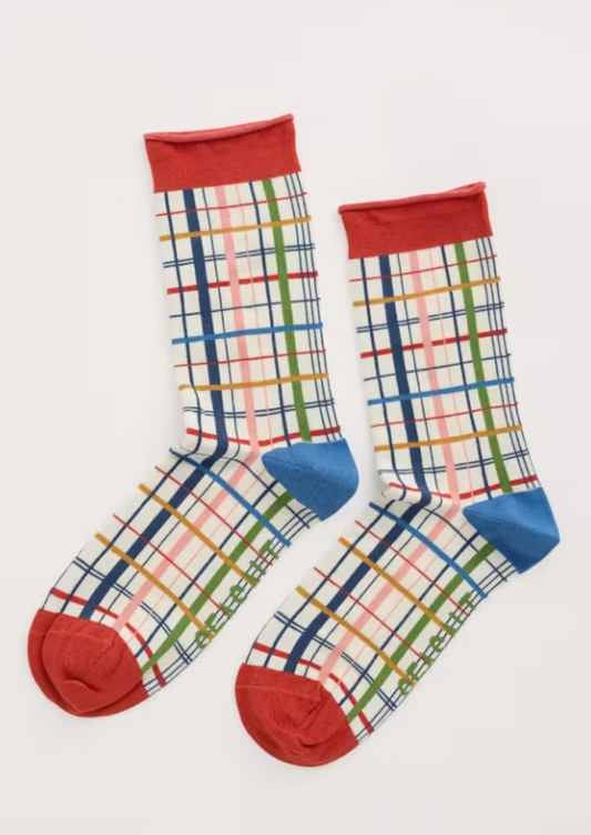 Seasalt Women's Bamboo Arty Socks Sketched Check Mix